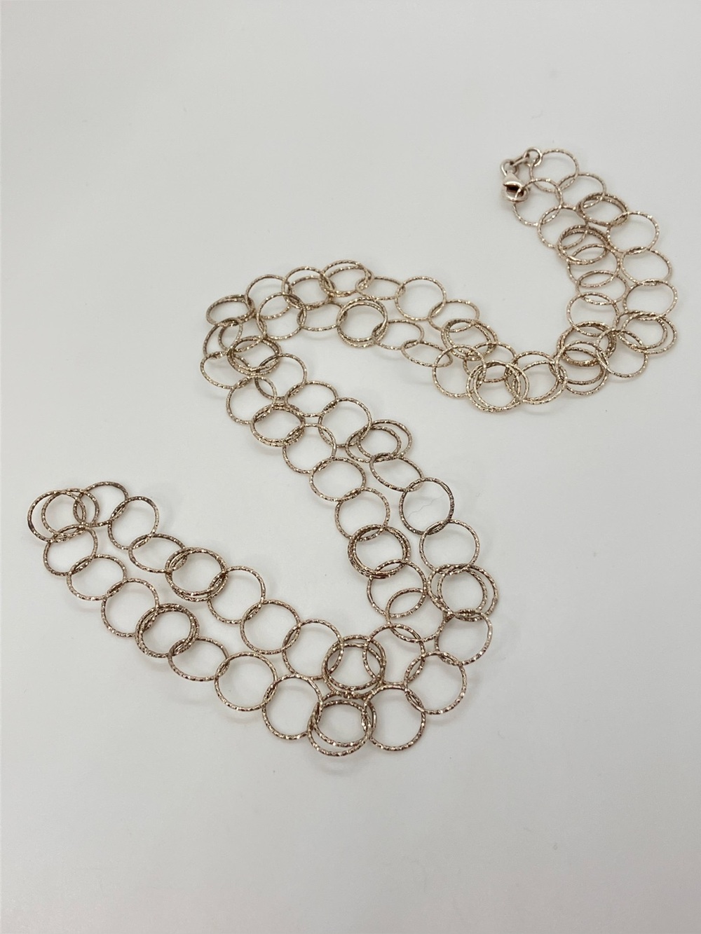 Vtg 925 Diamond Cut Twisted Link Sterling Silver Italy Long Chain Necklace 30”